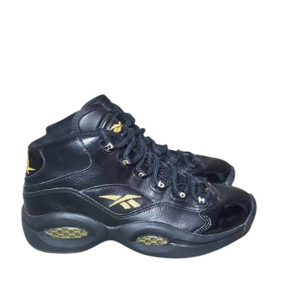 Reebok Question Black Gold Basketball Allen Iverson Hexalite Sz 5.5y/7 in Women - Picture 1 of 7